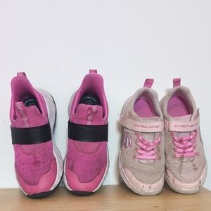 Lot Bundle 2 Pair Girls Sneakers Shoes